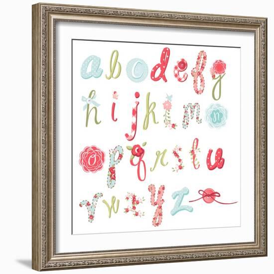 Unique Vector Flower Font. Amazing Hand Drawn Alphabet.-Alisa Foytik-Framed Art Print