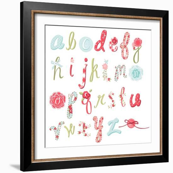 Unique Vector Flower Font. Amazing Hand Drawn Alphabet.-Alisa Foytik-Framed Art Print