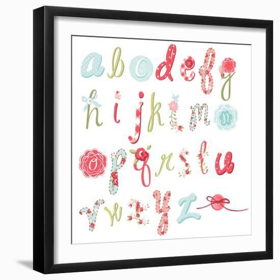 Unique Vector Flower Font. Amazing Hand Drawn Alphabet.-Alisa Foytik-Framed Art Print