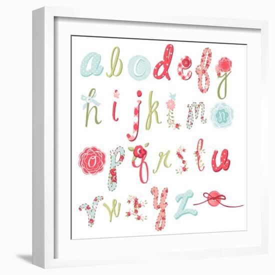 Unique Vector Flower Font. Amazing Hand Drawn Alphabet.-Alisa Foytik-Framed Art Print