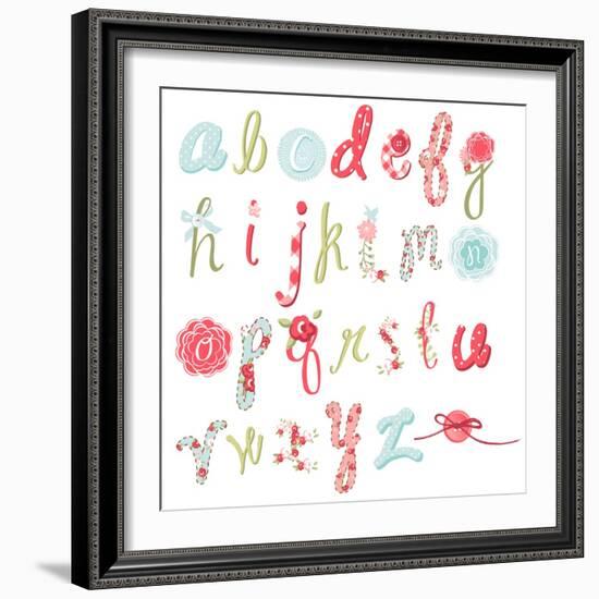 Unique Vector Flower Font. Amazing Hand Drawn Alphabet.-Alisa Foytik-Framed Art Print