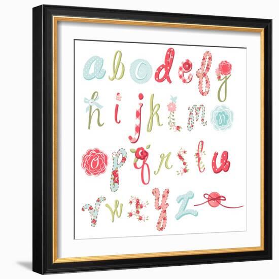 Unique Vector Flower Font. Amazing Hand Drawn Alphabet.-Alisa Foytik-Framed Art Print