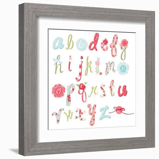 Unique Vector Flower Font. Amazing Hand Drawn Alphabet.-Alisa Foytik-Framed Art Print