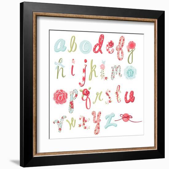 Unique Vector Flower Font. Amazing Hand Drawn Alphabet.-Alisa Foytik-Framed Art Print