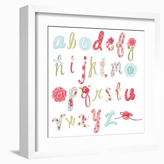 Unique Vector Flower Font. Amazing Hand Drawn Alphabet.-Alisa Foytik-Framed Art Print