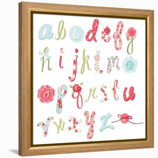 Unique Vector Flower Font. Amazing Hand Drawn Alphabet.-Alisa Foytik-Framed Stretched Canvas