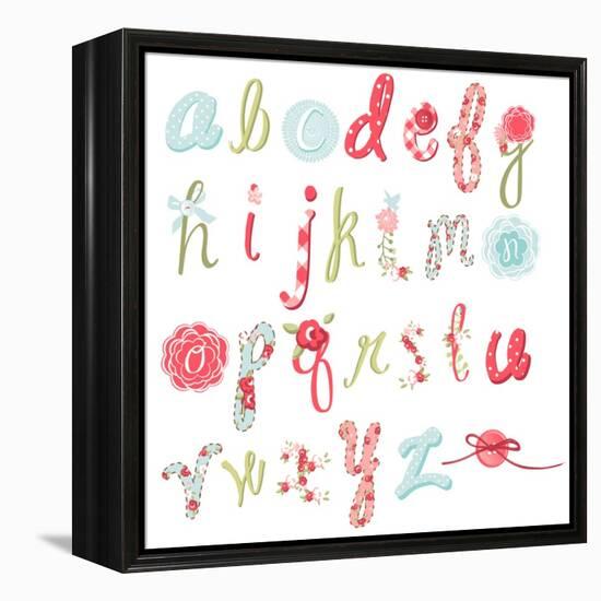 Unique Vector Flower Font. Amazing Hand Drawn Alphabet.-Alisa Foytik-Framed Stretched Canvas