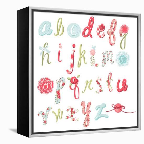 Unique Vector Flower Font. Amazing Hand Drawn Alphabet.-Alisa Foytik-Framed Stretched Canvas