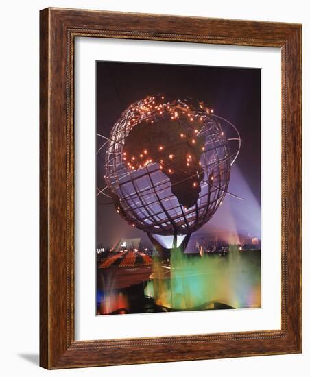 Unisphere Globe Illuminated in Darkness of World's Fair-George Silk-Framed Photographic Print