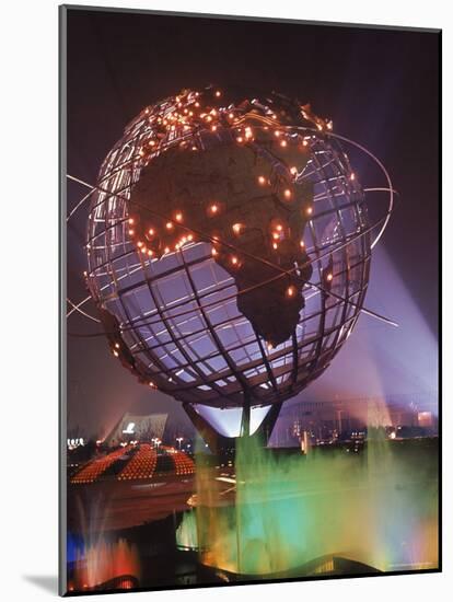 Unisphere Globe Illuminated in Darkness of World's Fair-George Silk-Mounted Photographic Print