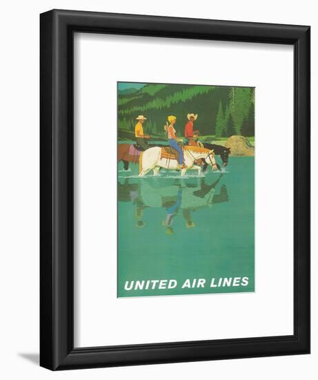 United Air Lines: Horse Back Riders, c.1960s-Stan Galli-Framed Art Print