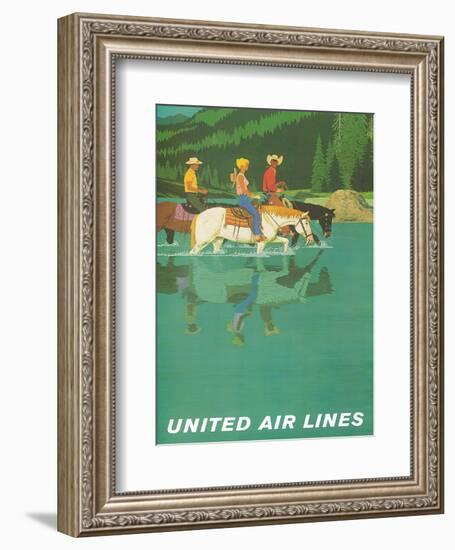 United Air Lines: Horse Back Riders, c.1960s-Stan Galli-Framed Art Print