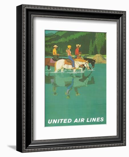 United Air Lines: Horse Back Riders, c.1960s-Stan Galli-Framed Art Print