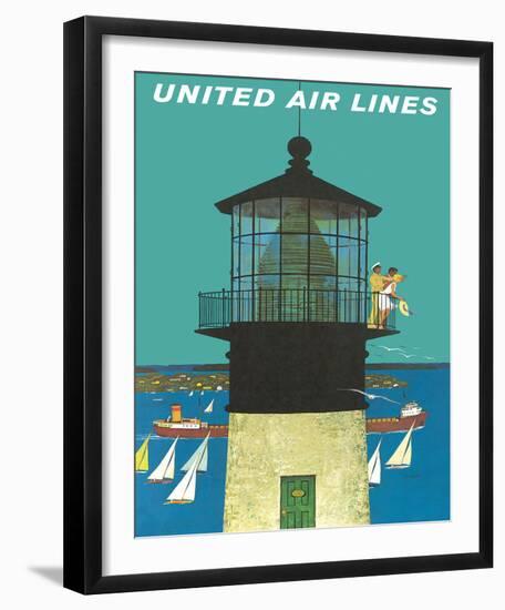 United Air Lines: Lighthouse, c.1960s-Stan Galli-Framed Giclee Print