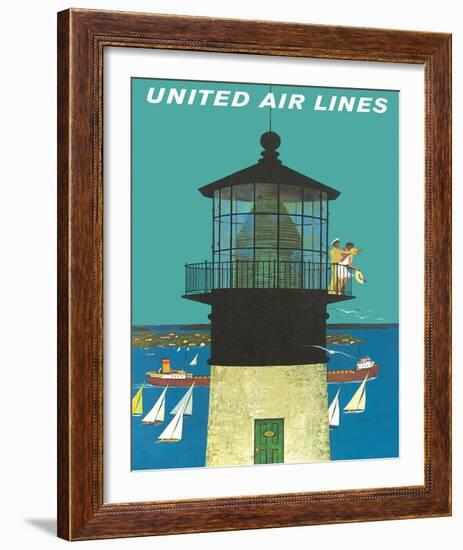 United Air Lines: Lighthouse, c.1960s-Stan Galli-Framed Giclee Print