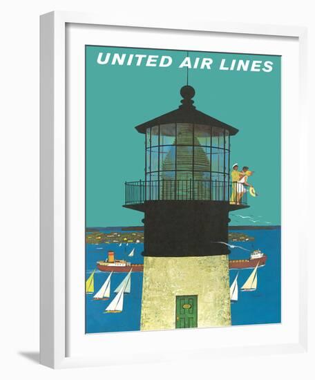 United Air Lines: Lighthouse, c.1960s-Stan Galli-Framed Giclee Print