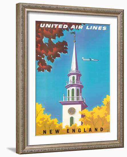 United Air Lines: New England, c.1950s-Joseph Binder-Framed Giclee Print