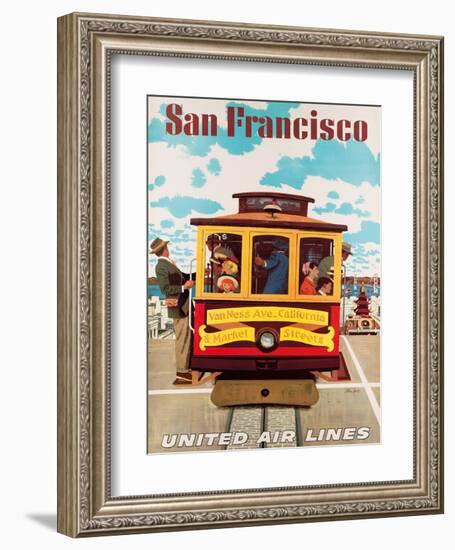 United Air Lines San Francisco, Cable Car c.1957-Stan Galli-Framed Giclee Print