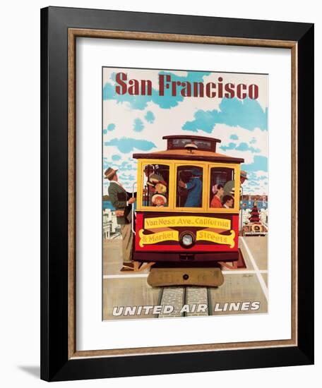 United Air Lines San Francisco, Cable Car c.1957-Stan Galli-Framed Giclee Print