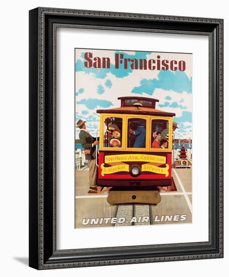 United Air Lines San Francisco, Cable Car c.1957-Stan Galli-Framed Giclee Print