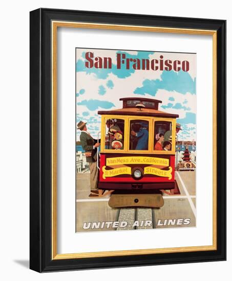 United Air Lines San Francisco, Cable Car c.1957-Stan Galli-Framed Giclee Print