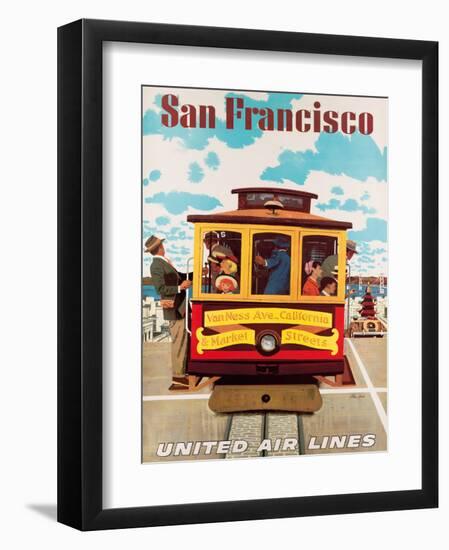 United Air Lines San Francisco, Cable Car c.1957-Stan Galli-Framed Giclee Print