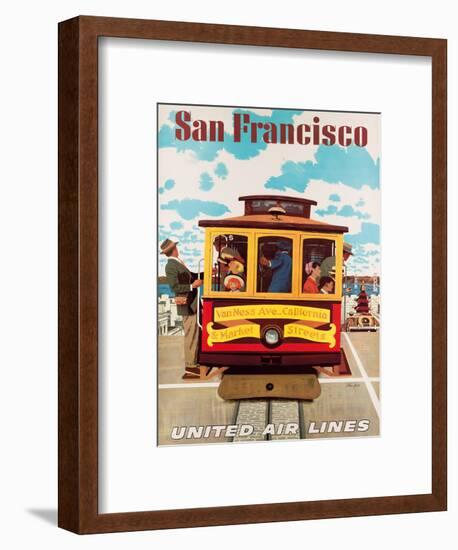 United Air Lines San Francisco, Cable Car c.1957-Stan Galli-Framed Giclee Print