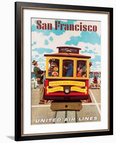 United Air Lines San Francisco, Cable Car c.1957-Stan Galli-Framed Giclee Print