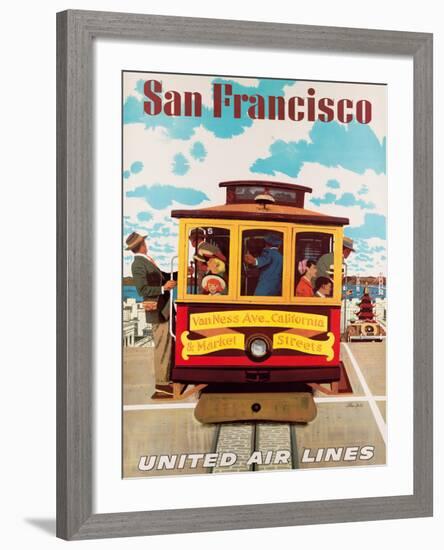 United Air Lines San Francisco, Cable Car c.1957-Stan Galli-Framed Giclee Print