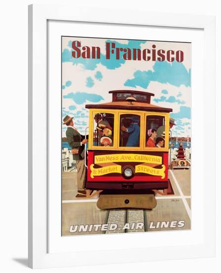 United Air Lines San Francisco, Cable Car c.1957-Stan Galli-Framed Giclee Print