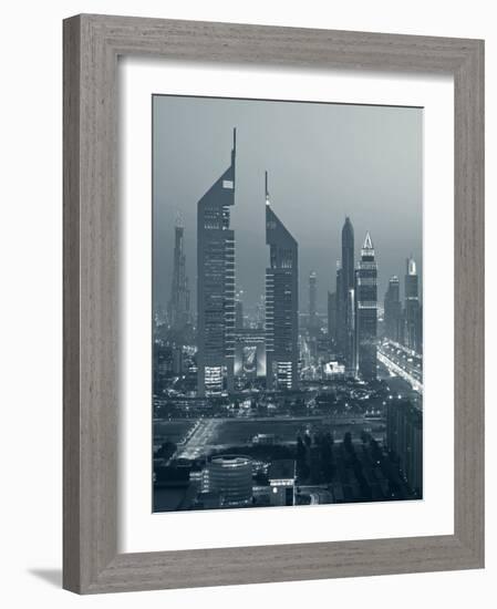 United Arab Emirates, Dubai, Sheik Zayed Road, Emirates Towers-Walter Bibikow-Framed Photographic Print