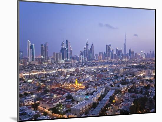 United Arab Emirates, Dubai, Skyline of Modern Skyscrapers Including the Burj Khalifa on Sheikh Zay-Gavin Hellier-Mounted Photographic Print