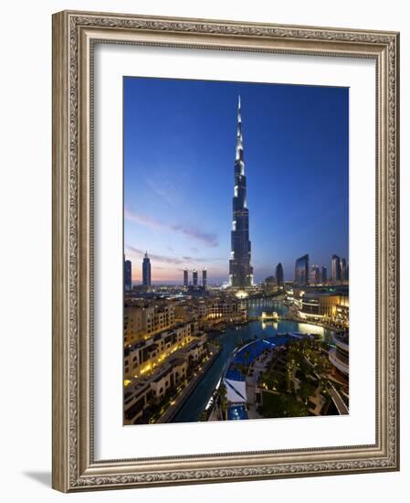 United Arab Emirates (UAE), Dubai, the Burj Khalifa at Night-Gavin Hellier-Framed Photographic Print