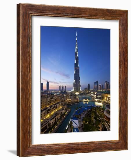 United Arab Emirates (UAE), Dubai, the Burj Khalifa at Night-Gavin Hellier-Framed Photographic Print