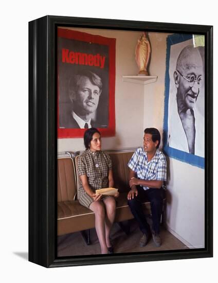 United Farm Workers Leader Cesar Chavez with VP Dolores Heurta During Grape Pickers' Strike-Arthur Schatz-Framed Premier Image Canvas
