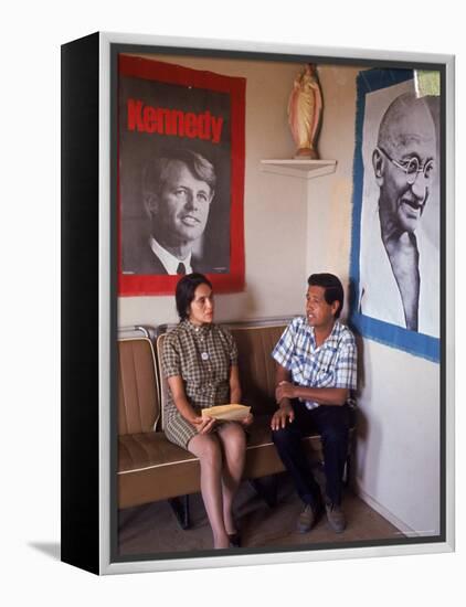 United Farm Workers Leader Cesar Chavez with VP Dolores Heurta During Grape Pickers' Strike-Arthur Schatz-Framed Premier Image Canvas