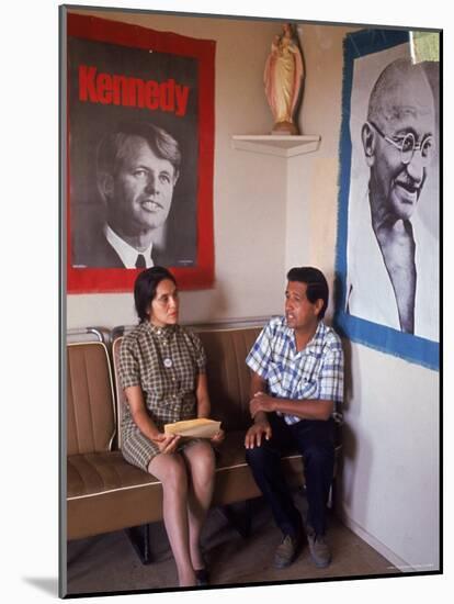 United Farm Workers Leader Cesar Chavez with VP Dolores Heurta During Grape Pickers' Strike-Arthur Schatz-Mounted Premium Photographic Print