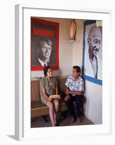 United Farm Workers Leader Cesar Chavez with VP Dolores Heurta During Grape Pickers' Strike-Arthur Schatz-Framed Premium Photographic Print