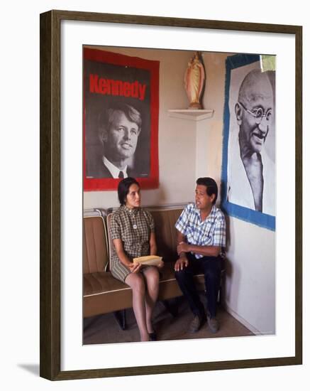 United Farm Workers Leader Cesar Chavez with VP Dolores Heurta During Grape Pickers' Strike-Arthur Schatz-Framed Premium Photographic Print