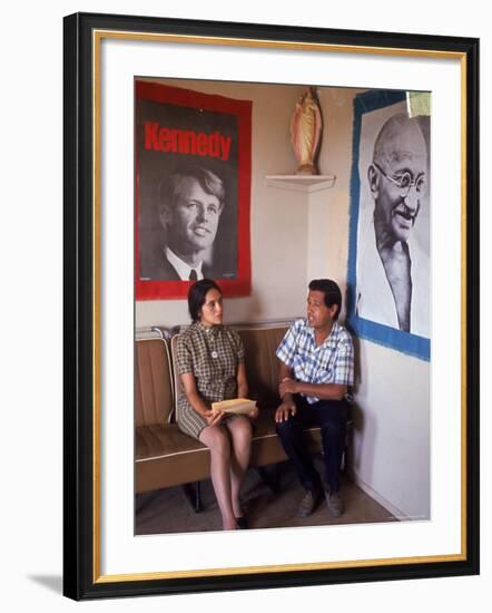 United Farm Workers Leader Cesar Chavez with VP Dolores Heurta During Grape Pickers' Strike-Arthur Schatz-Framed Premium Photographic Print