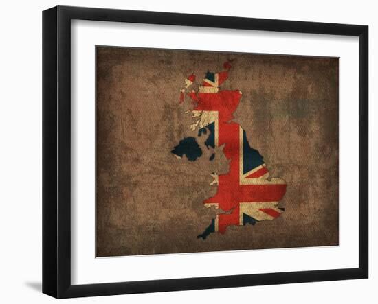 United Kingdom Country Flag Map-Red Atlas Designs-Framed Giclee Print