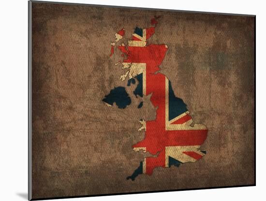 United Kingdom Country Flag Map-Red Atlas Designs-Mounted Giclee Print