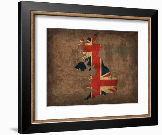 United Kingdom Country Flag Map-Red Atlas Designs-Framed Giclee Print