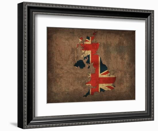 United Kingdom Country Flag Map-Red Atlas Designs-Framed Giclee Print