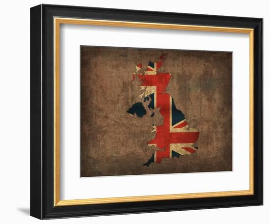 United Kingdom Country Flag Map-Red Atlas Designs-Framed Giclee Print