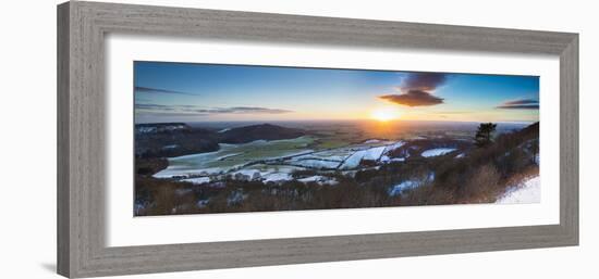 United Kingdom, England, North Yorkshire, Sutton Bank. a Panoramic View of a Winter Sunset.-Nick Ledger-Framed Photographic Print