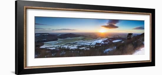 United Kingdom, England, North Yorkshire, Sutton Bank. a Panoramic View of a Winter Sunset.-Nick Ledger-Framed Photographic Print