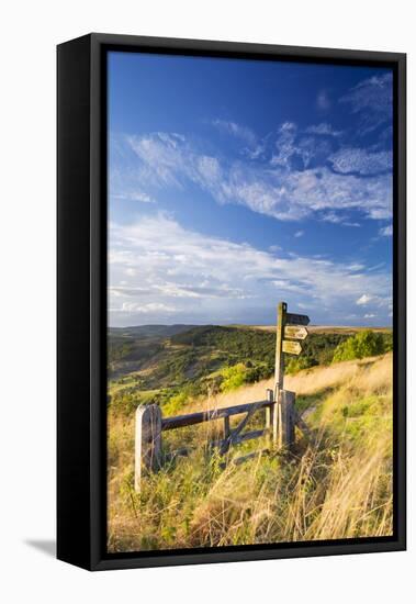 United Kingdom, England, North Yorkshire, Sutton Bank. a Signpost on the Cleveland Way-Nick Ledger-Framed Premier Image Canvas