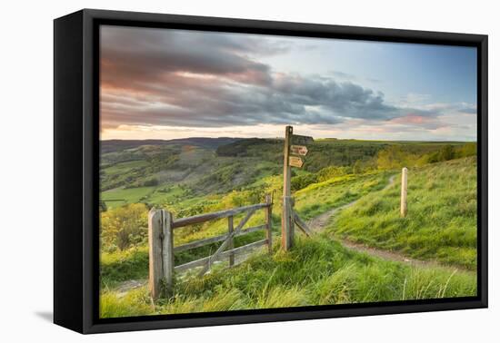 United Kingdom, England, North Yorkshire, Sutton Bank. a Signpost on the Cleveland Way.-Nick Ledger-Framed Premier Image Canvas