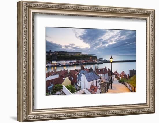 United Kingdom, England, North Yorkshire, Whitby. the Harbour and 199 Steps-Nick Ledger-Framed Photographic Print